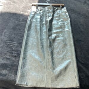 Mango Shimmering Silver Pencil Skirt